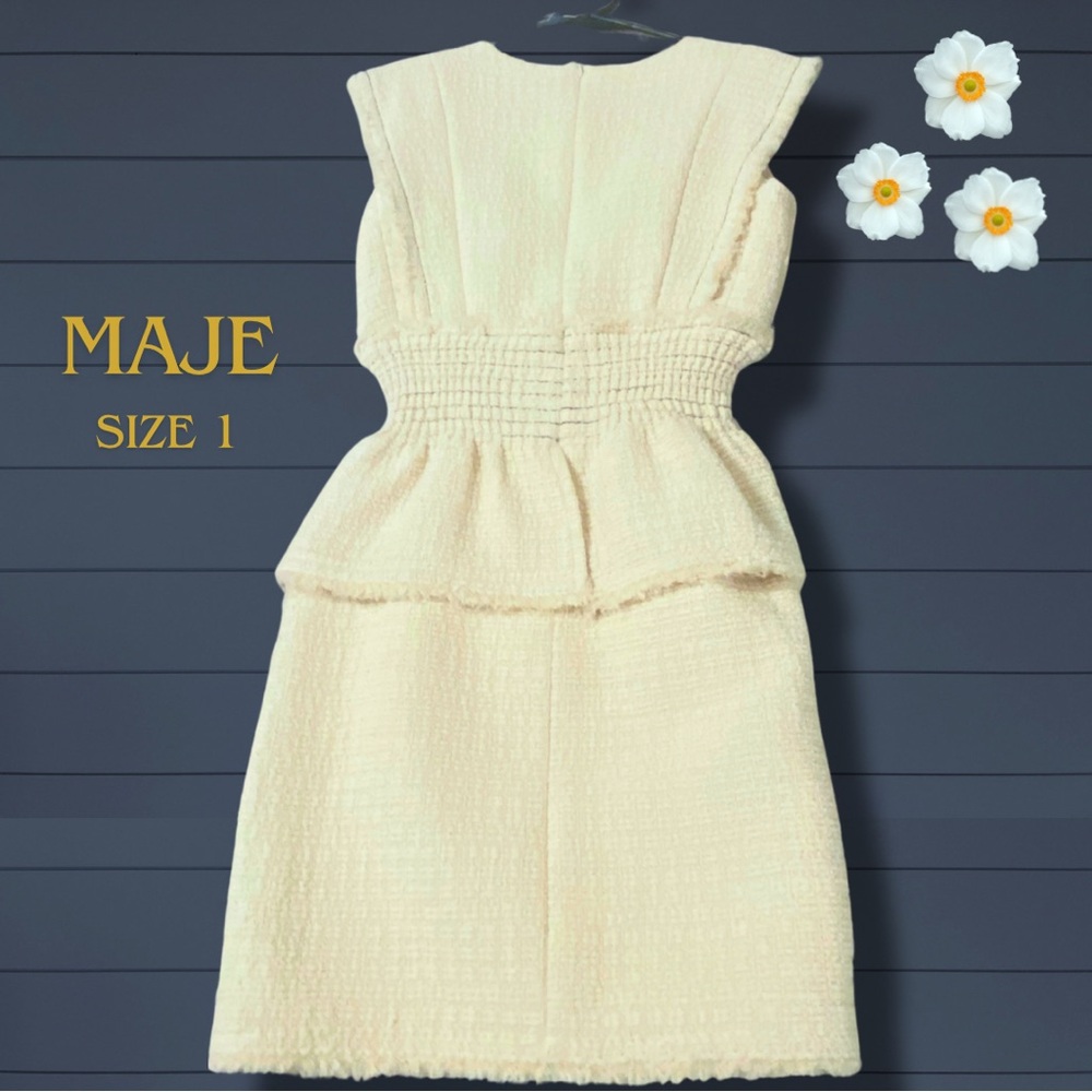 Maje Cream Tweed Dress